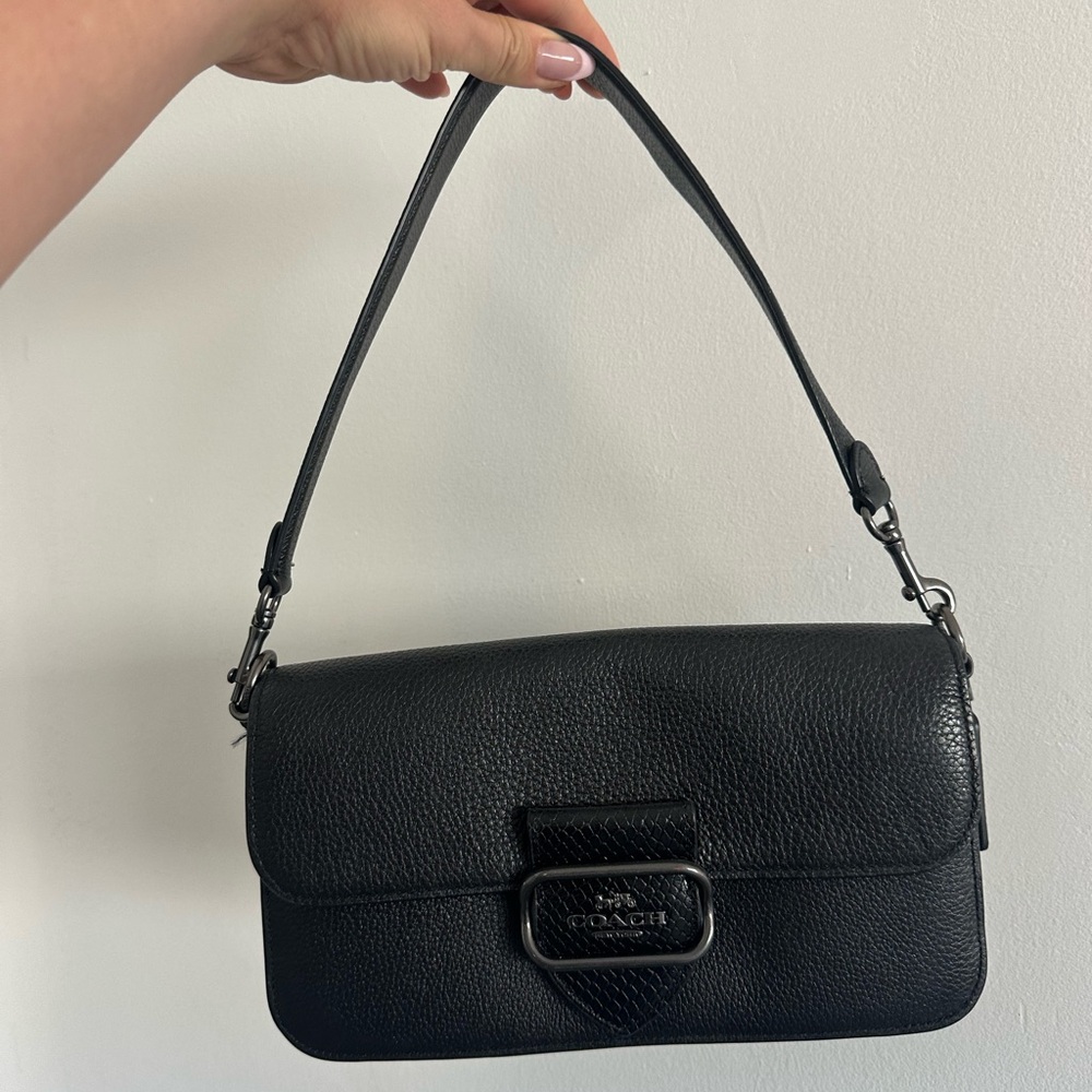 Coach Black Pebbled Leather Shoulder Bag